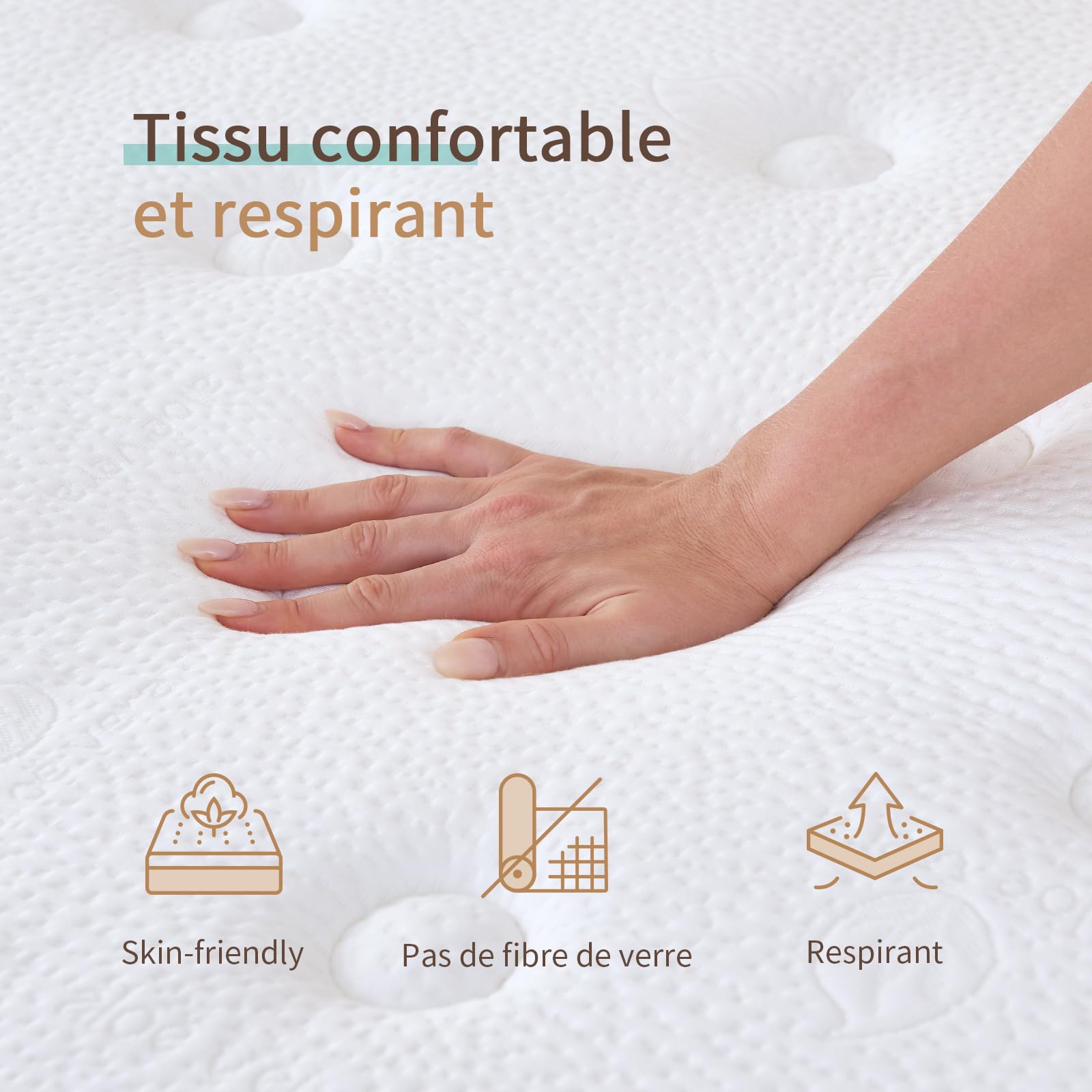 Hiepunos Matelas | Hybride à Ressorts Ensachés et Mémoire de Forme