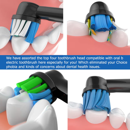 Brossettes Compatibles avec Oral-B – Lot de 16 Têtes de Rechange pour Brosse à Dents Électrique