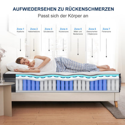 Matelas  Hybride à Ressorts Ensachés et Mémoire de Forme