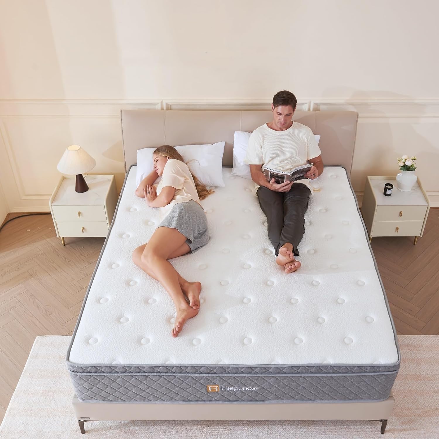 Hiepunos Matelas | Hybride à Ressorts Ensachés et Mémoire de Forme