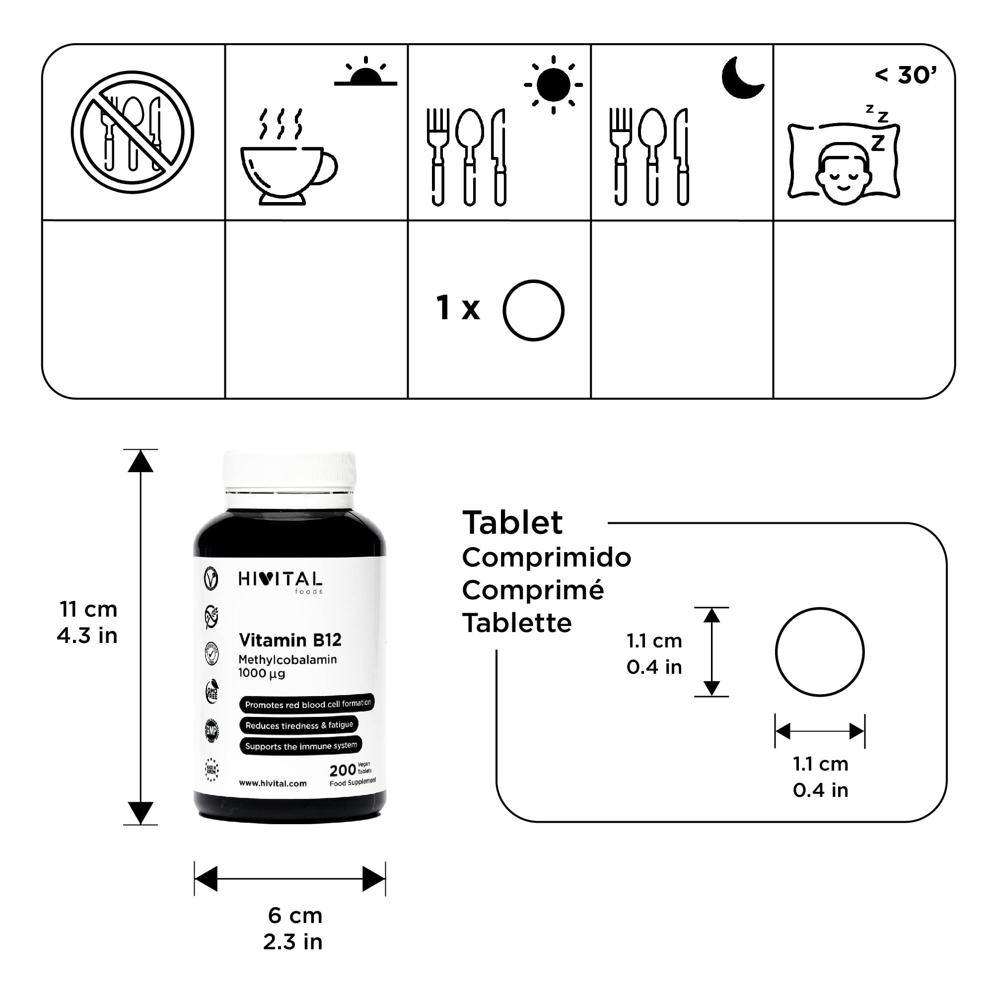 Vitamine B12 Méthylcobalamine 1000 mcg | 200 Comprimés Végétaliens