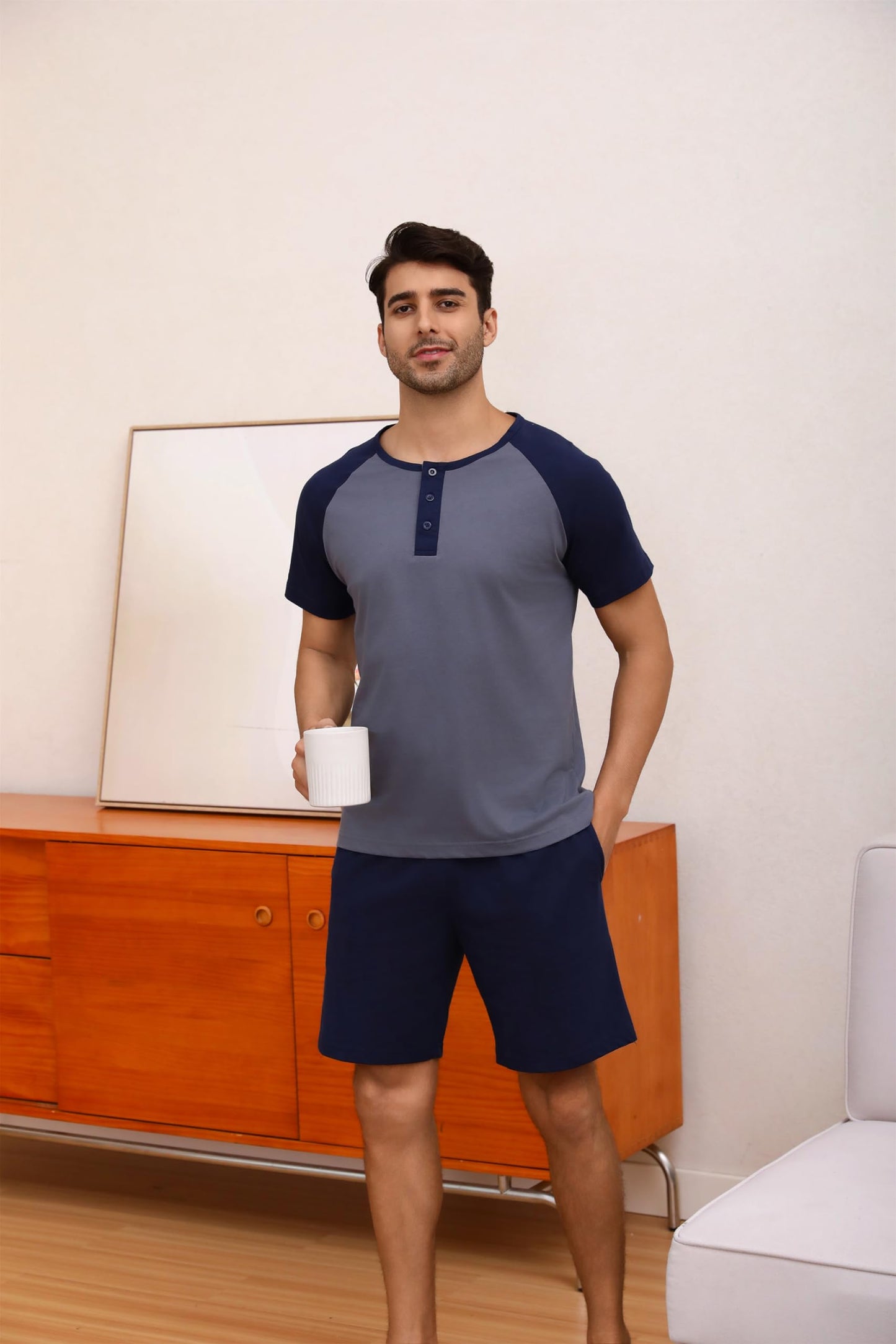 Pyjama Homme Coton Été – Ensemble Confortable et Décontracté