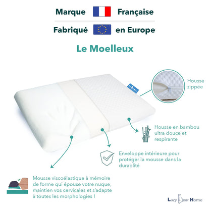 Lazy Bear Home – Oreiller Mémoire de Forme Ergonomique