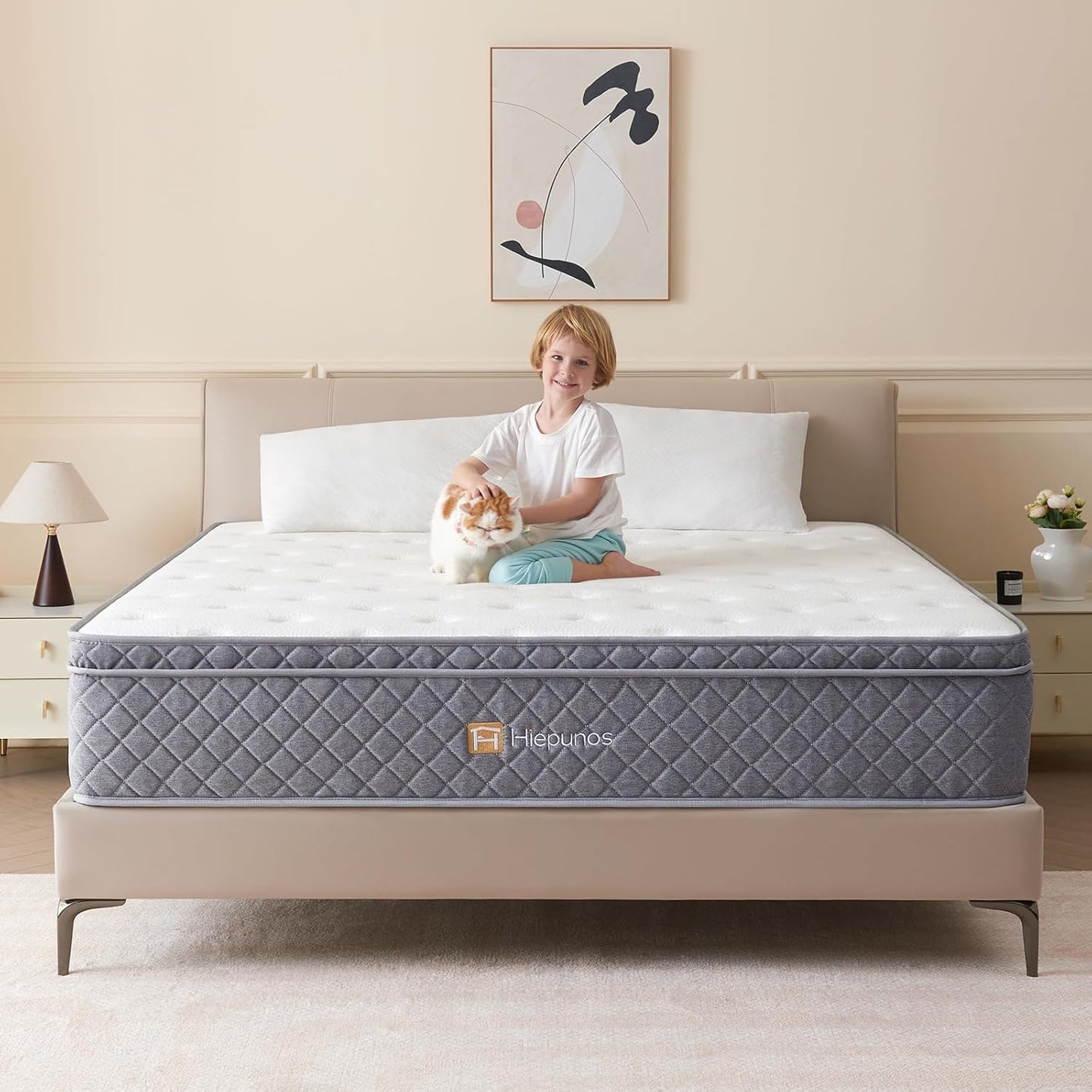 Hiepunos Matelas | Hybride à Ressorts Ensachés et Mémoire de Forme