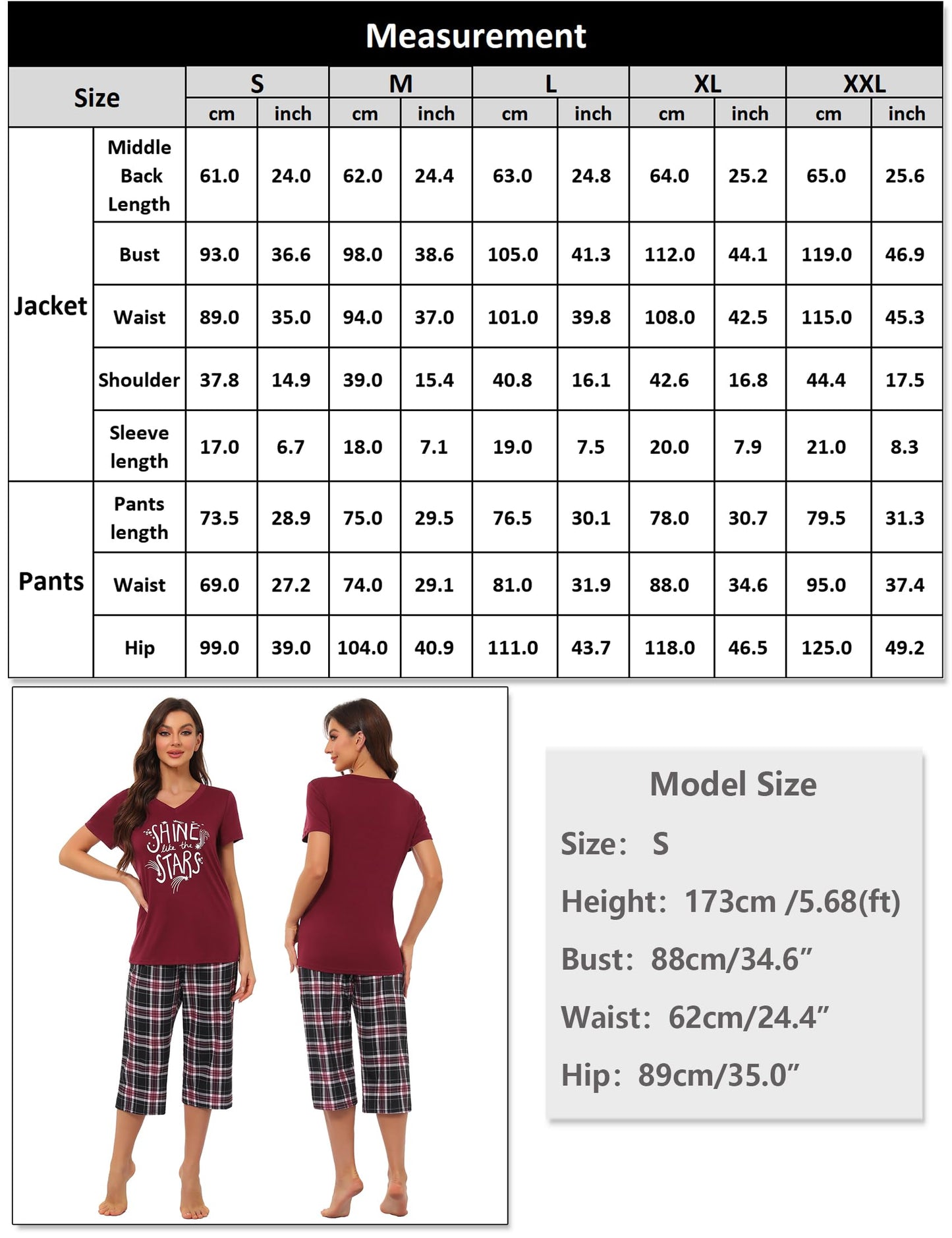 Pyjama Femme Été en Coton à Carreaux – Ensemble 2 Pièces Manche Courte et Pantalon Capri