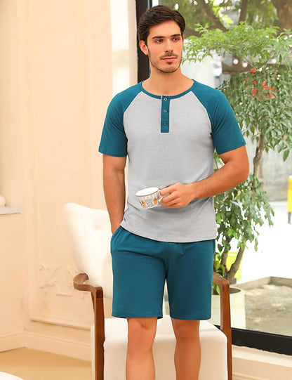 Pyjama Homme Coton Été – Ensemble Confortable et Décontracté