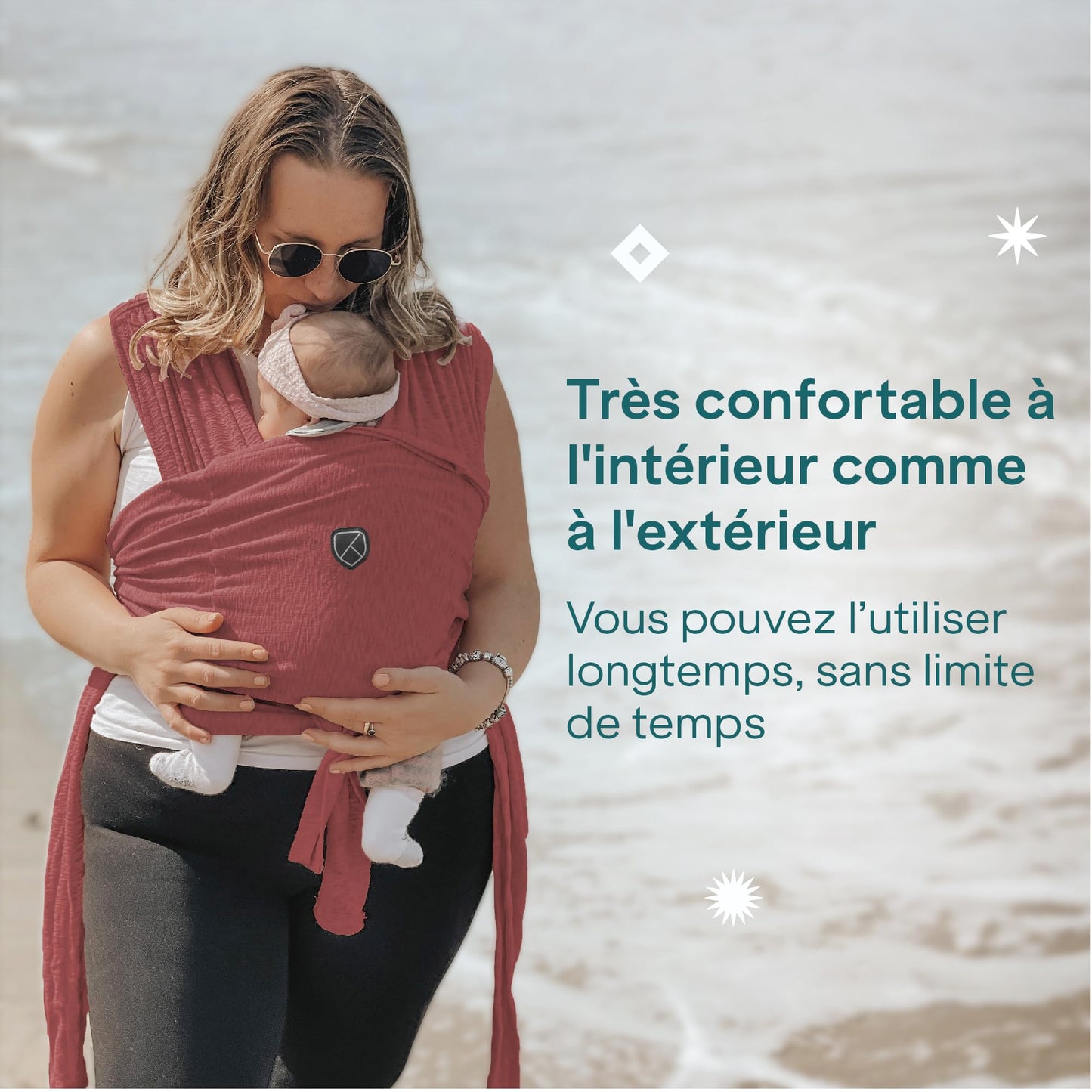 Koala Bébé Écharpe de Portage Réglable – Facile à Enfiler, Unisexe, Noir