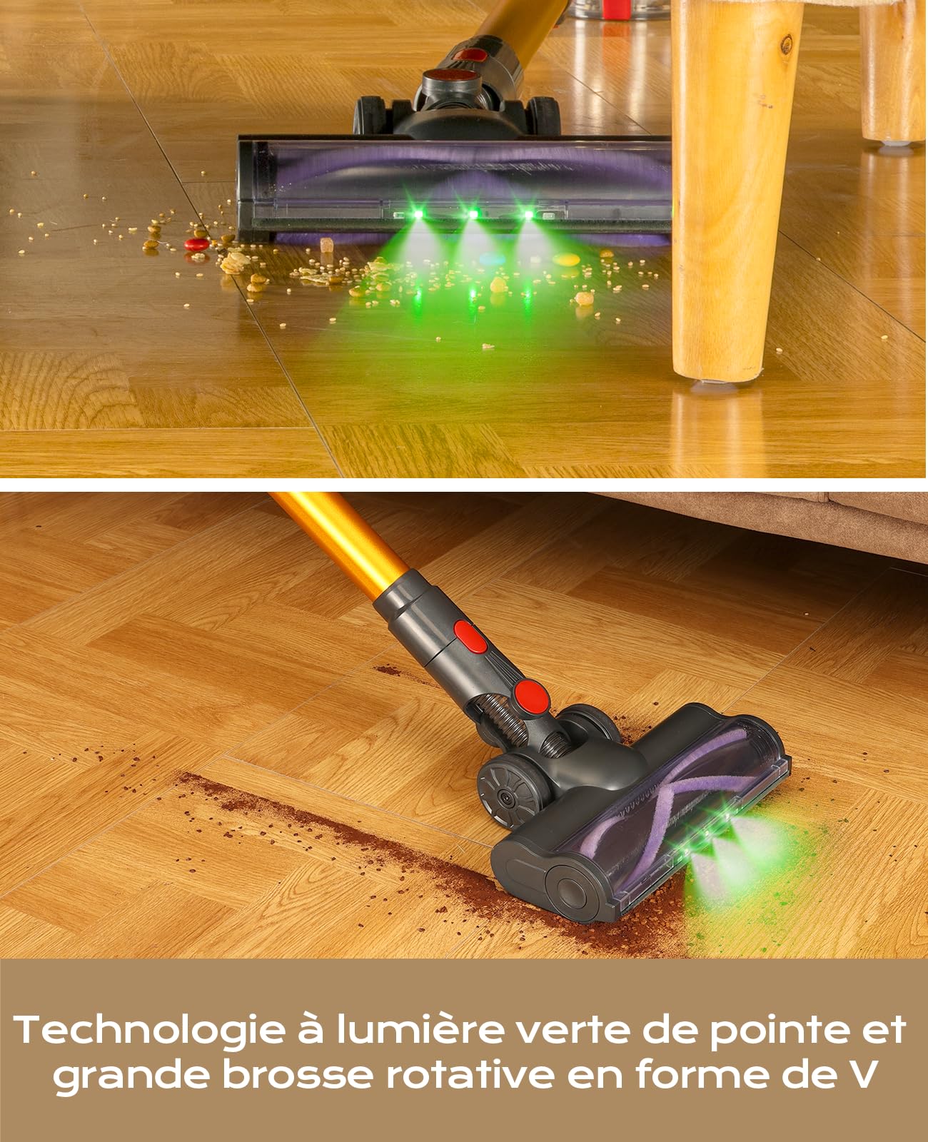 VACTechPro V15 - Aspirateur Balai sans Fil Puissant et Léger