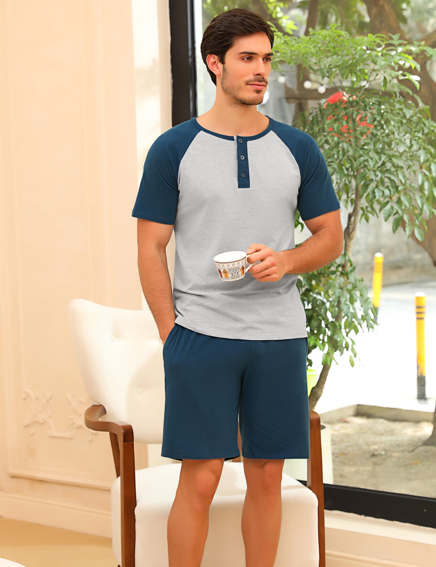 Pyjama Homme Coton Été – Ensemble Confortable et Décontracté