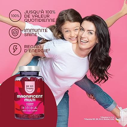 Gummies Multivitaminées | 60 Jours | BeSoHappy® MAGNIFICENT MULTI – Énergie & Immunité 💪