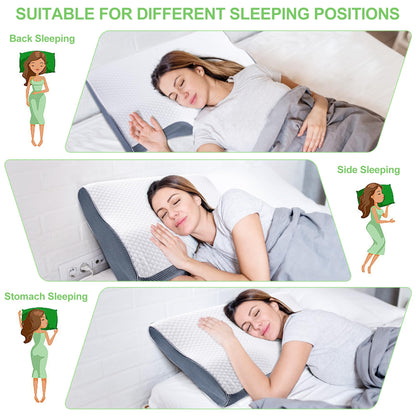 Oreiller Cervical Ergonomique en Mousse à Mémoire – Confort Absolu pour un Sommeil Réparateur