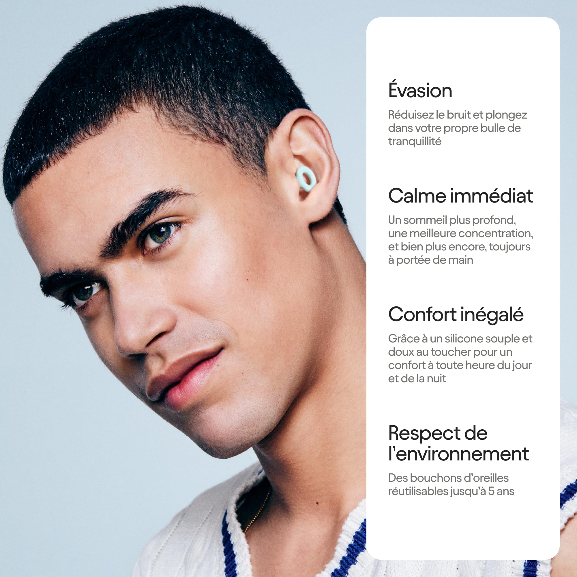 Bouchons d’oreille – Réutilisables et ultra confortables Réduction du bruit de 24 dB