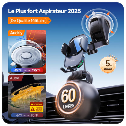 Auckly 15w Support Telephone Voiture Induction,【60W QC3.0】 Chargeur Induction Voiture Rapide Clip Chargeur sans Fil Voiture pour iPhone 15 14 13 12 Pro Max Mini Plus Samsung