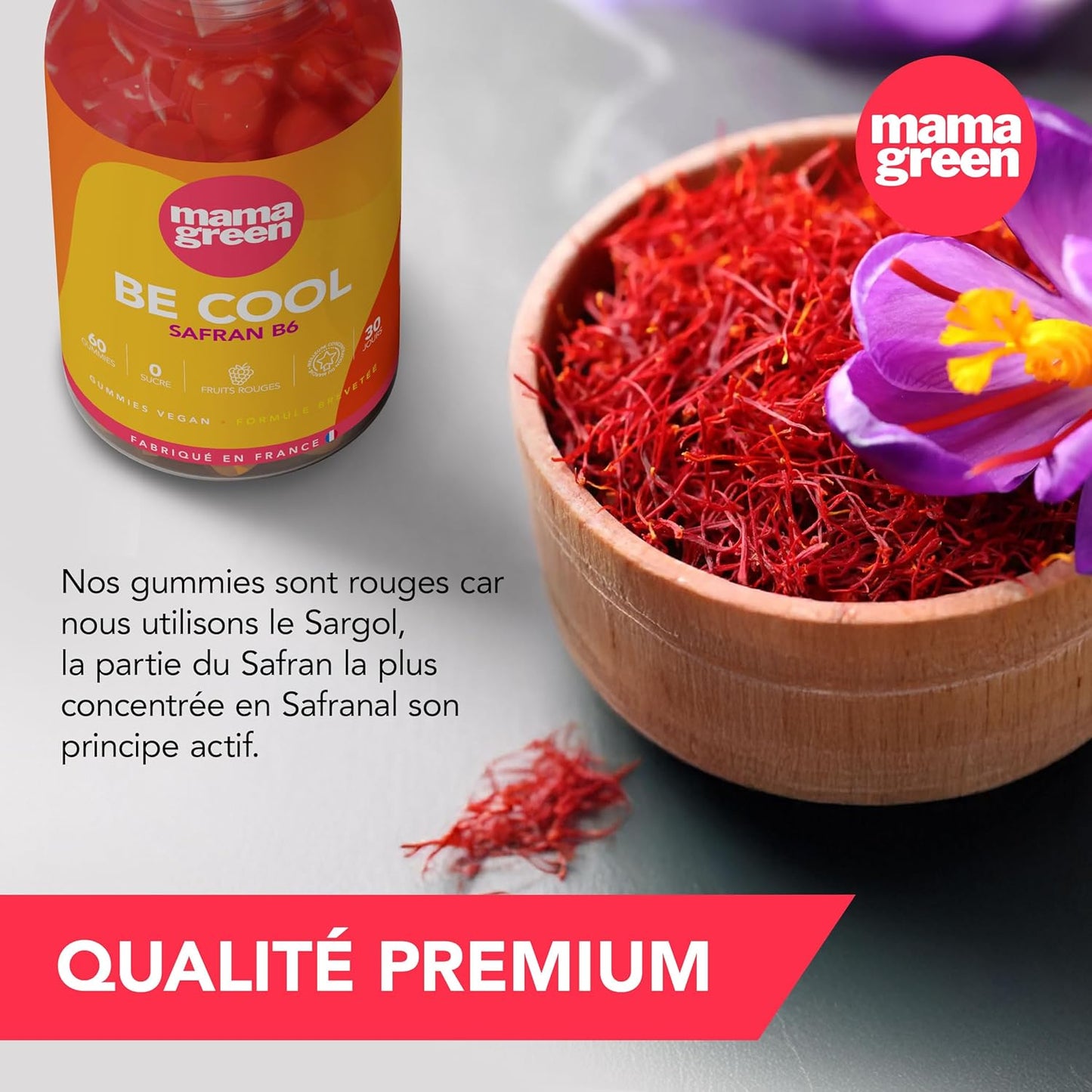 Gummies Safran B6 – Sans Sucres – 60 Gummies – Fabriqué en France 🇫🇷