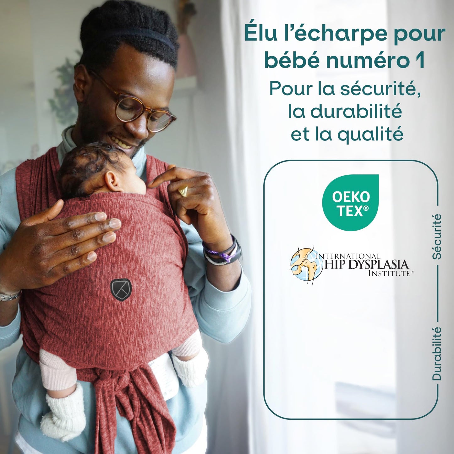 Koala Bébé Écharpe de Portage Réglable – Facile à Enfiler, Unisexe, Noir