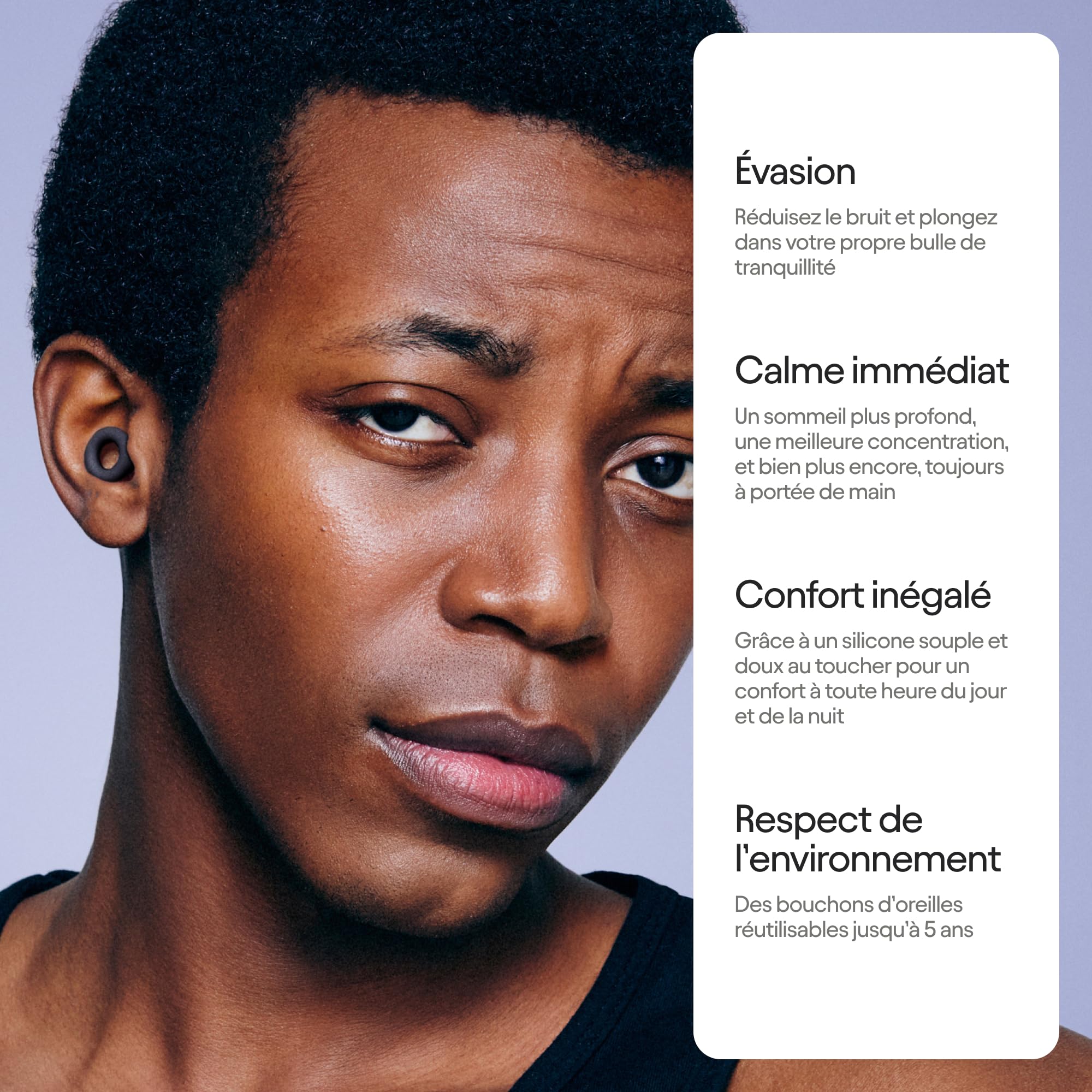 Bouchons d’oreille – Réutilisables et ultra confortables Réduction du bruit de 24 dB