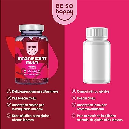 Gummies Multivitaminées | 60 Jours | BeSoHappy® MAGNIFICENT MULTI – Énergie & Immunité 💪