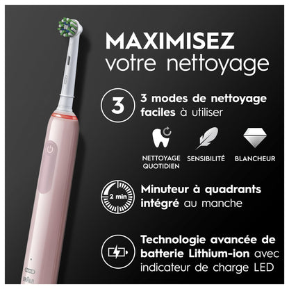 Oral-B Pro 3 3000 Brosse à Dents Électrique – Technologie 3D et Contrôle de la Pression