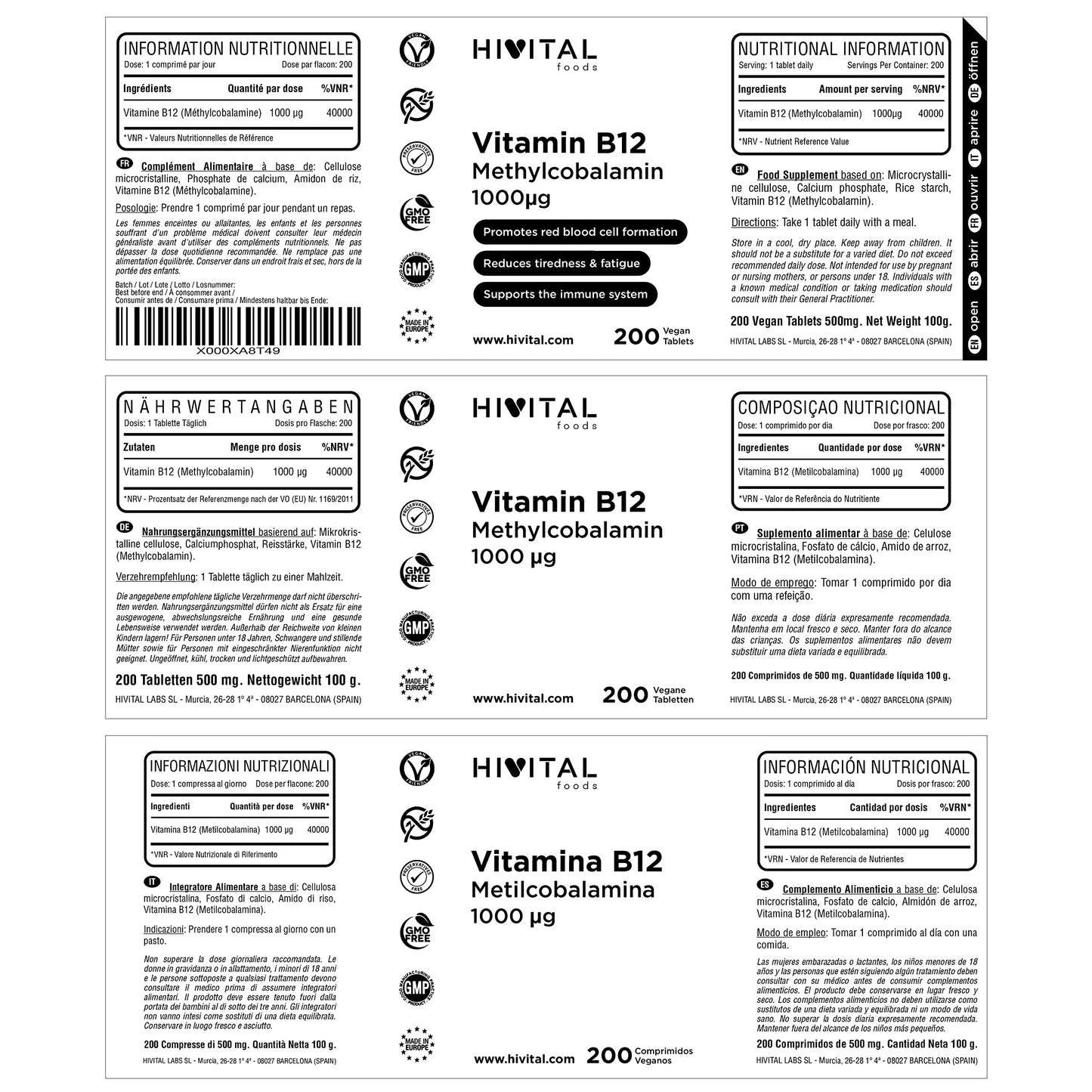 Vitamine B12 Méthylcobalamine 1000 mcg | 200 Comprimés Végétaliens