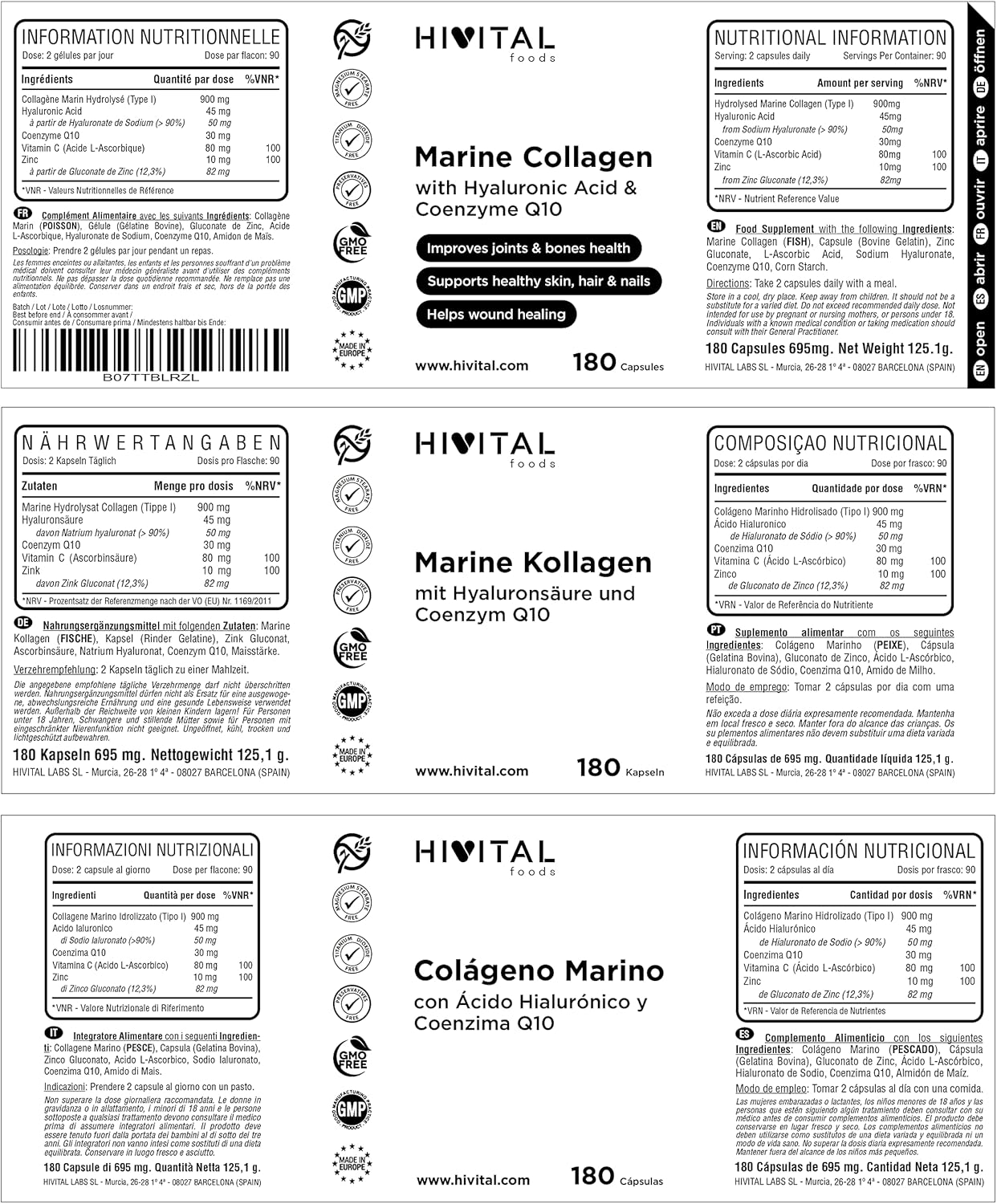 Collagène Marin et Acide Hyaluronique | Coenzyme Q10, Vitamine C, Zinc