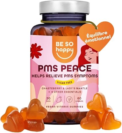 Gummies Bien-être Féminin | 30 Jours | BeSoHappy® PMS PEACE – Équilibre & Confort 🌸