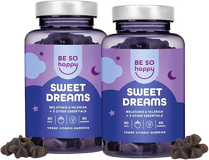 Mélatonine Gummies | 60 Jours | BeSoHappy® SWEET DREAMS – Pour un Sommeil Réparateur 🌙